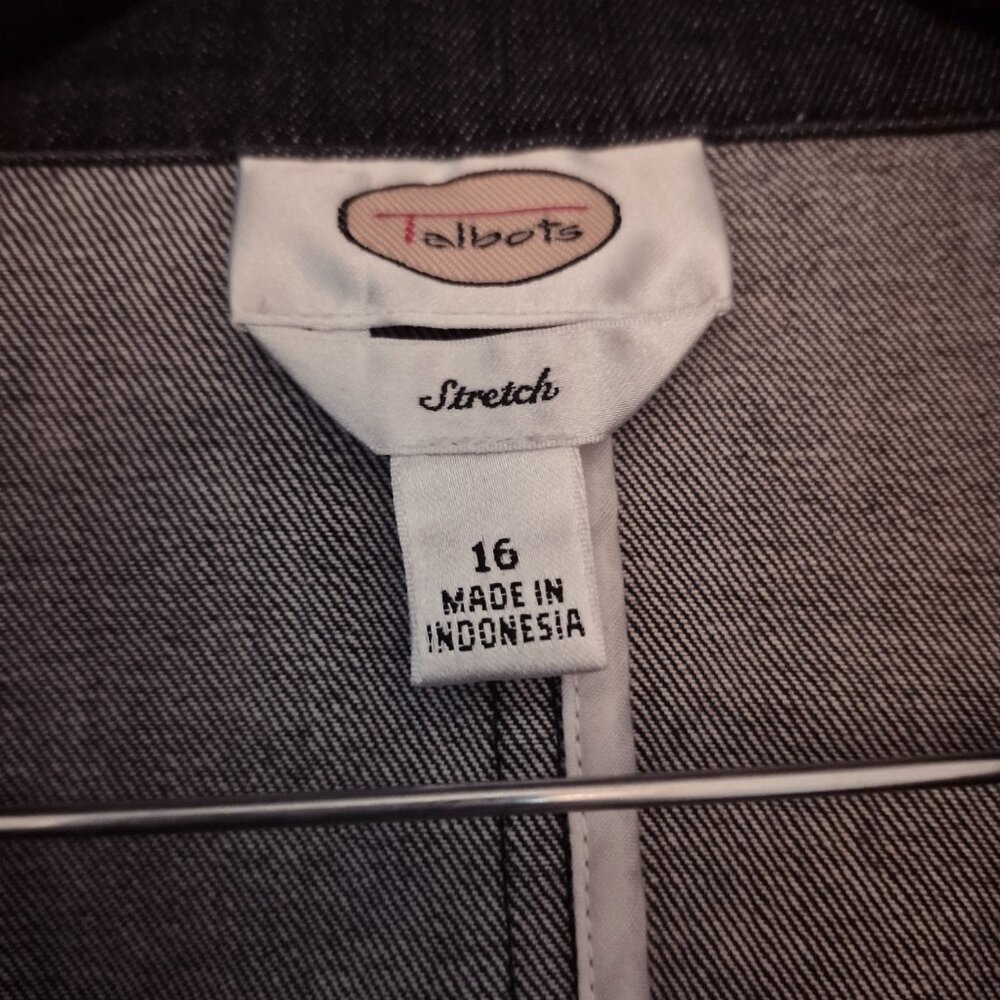 Talbots 16 Dark Denim Stretch Blazer, Excellent Condition, Machine Washable! - Picture 3 of 4